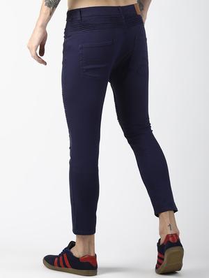 blue solid biker denim jeans - 16760283 - Standard Image - 3