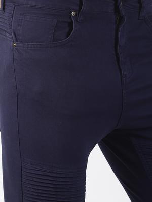 blue solid biker denim jeans - 16760283 - Standard Image - 5