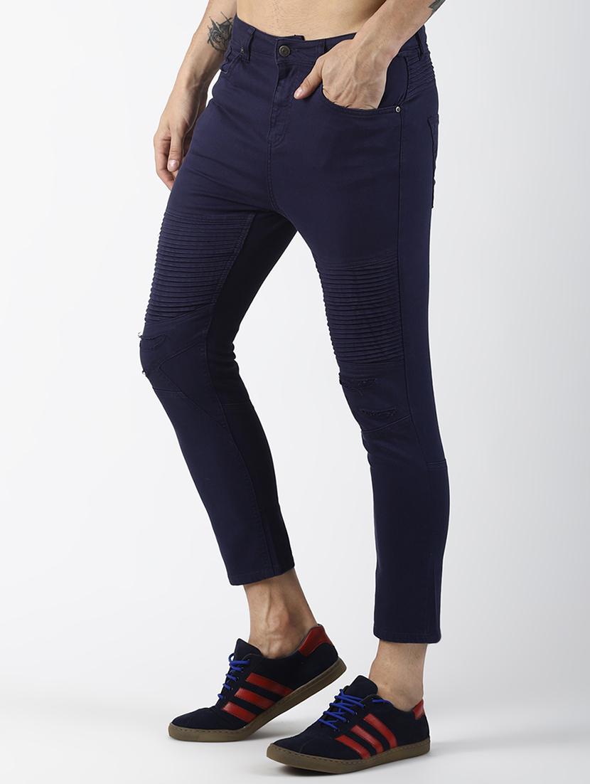 blue solid biker denim jeans - 16760283 - Zoom Image - 2