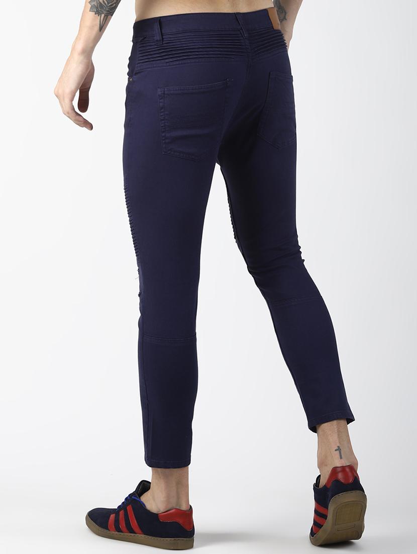 blue solid biker denim jeans - 16760283 - Zoom Image - 3