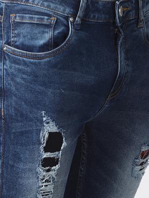 blue light washed patched denim jeans - 16760295 - Standard Image - 5