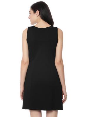 round neck solid a-line dress - 16760552 - Standard Image - 2