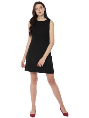 round neck solid a-line dress - 16760552 - Standard Image - 3