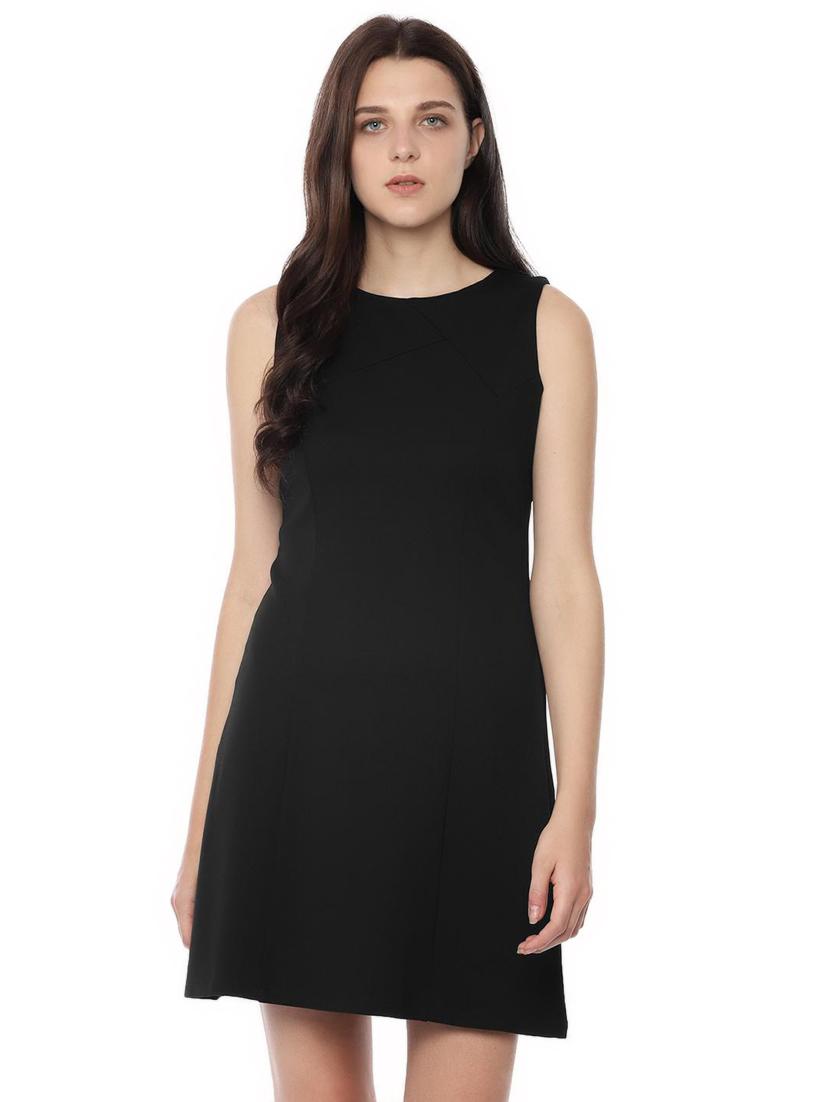 round neck solid a-line dress - 16760552 - Zoom Image - 1