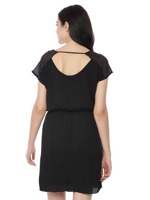 round neck lace detail fit & flare dress - 16760554 - Standard Image - 2