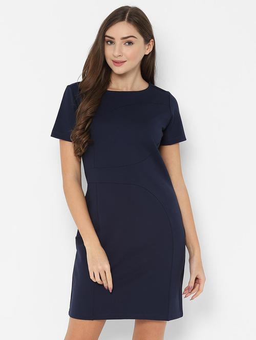 round neck solid sheath dress - 16760564 - Standard Image - 1