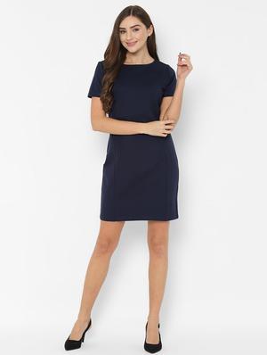 round neck solid sheath dress - 16760564 - Standard Image - 3