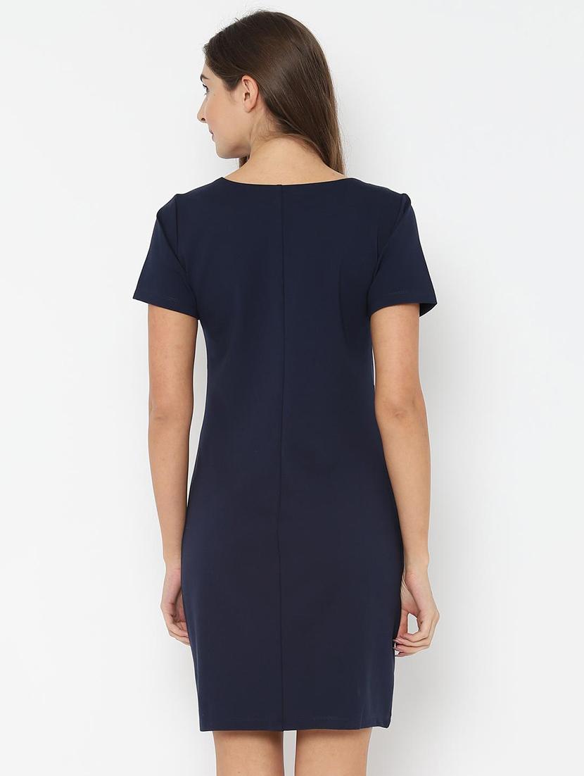 round neck solid sheath dress - 16760564 - Zoom Image - 2