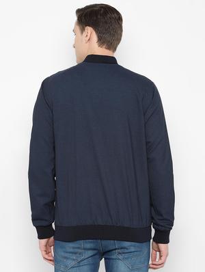 navy blue solid bomber jacket - 16760620 - Standard Image - 2