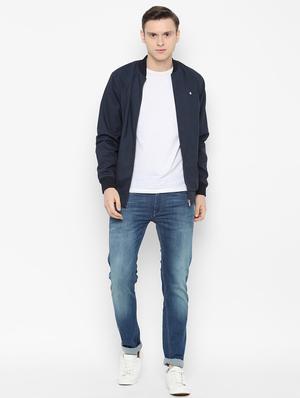 navy blue solid bomber jacket - 16760620 - Standard Image - 3