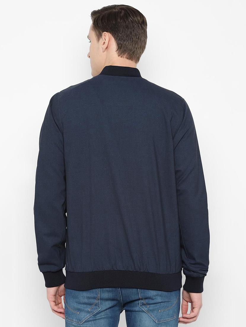 navy blue solid bomber jacket - 16760620 - Zoom Image - 2