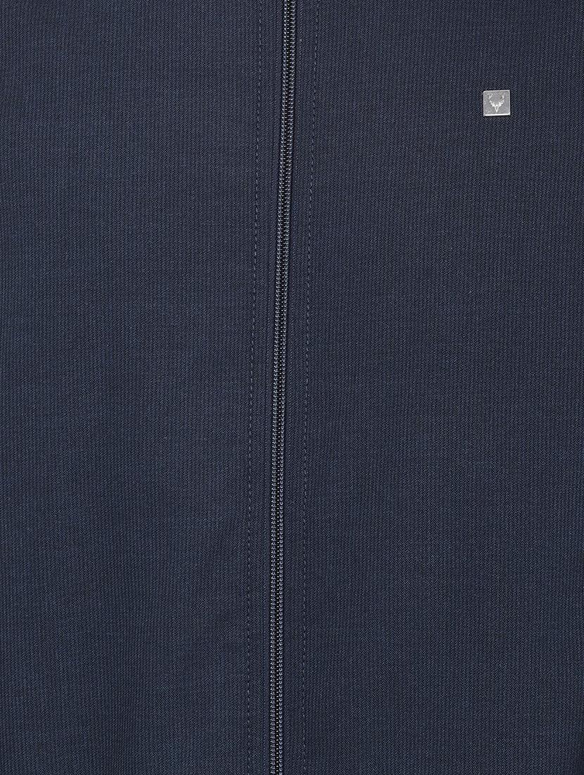 navy blue solid bomber jacket - 16760620 - Zoom Image - 4