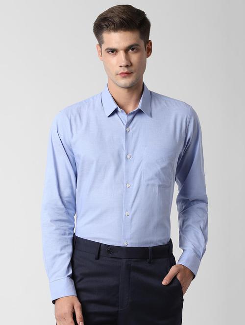 blue solid formal shirt - 16761208 - Standard Image - 1
