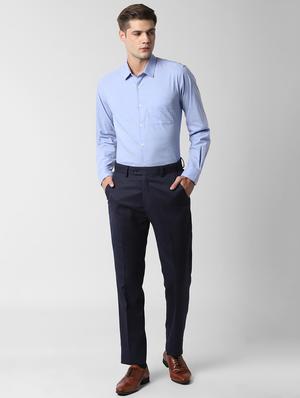 blue solid formal shirt - 16761208 - Standard Image - 4