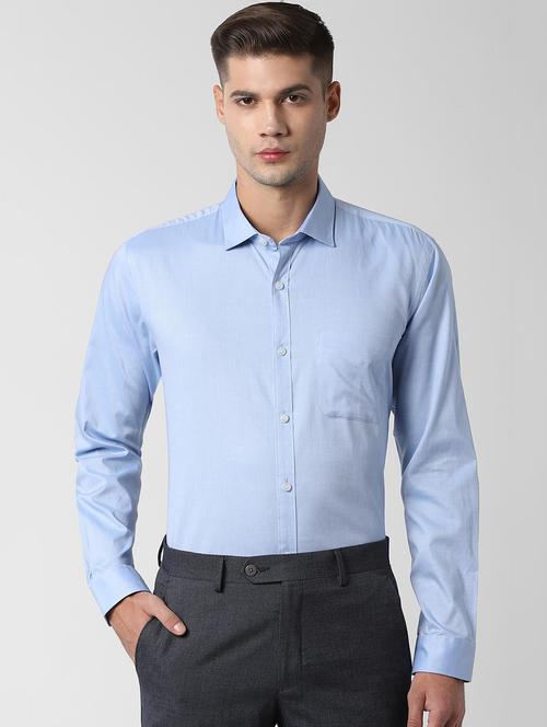 blue solid formal shirt - 16761277 - Standard Image - 1