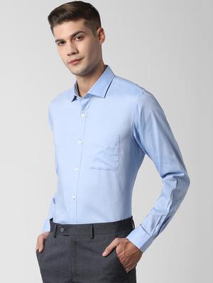 blue solid formal shirt - 16761277 - Standard Image - 2