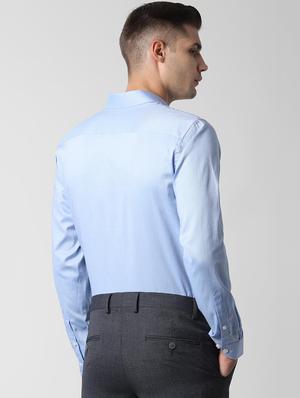 blue solid formal shirt - 16761277 - Standard Image - 3