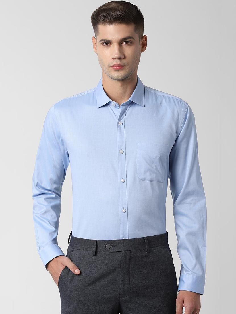 blue solid formal shirt - 16761277 - Zoom Image - 1