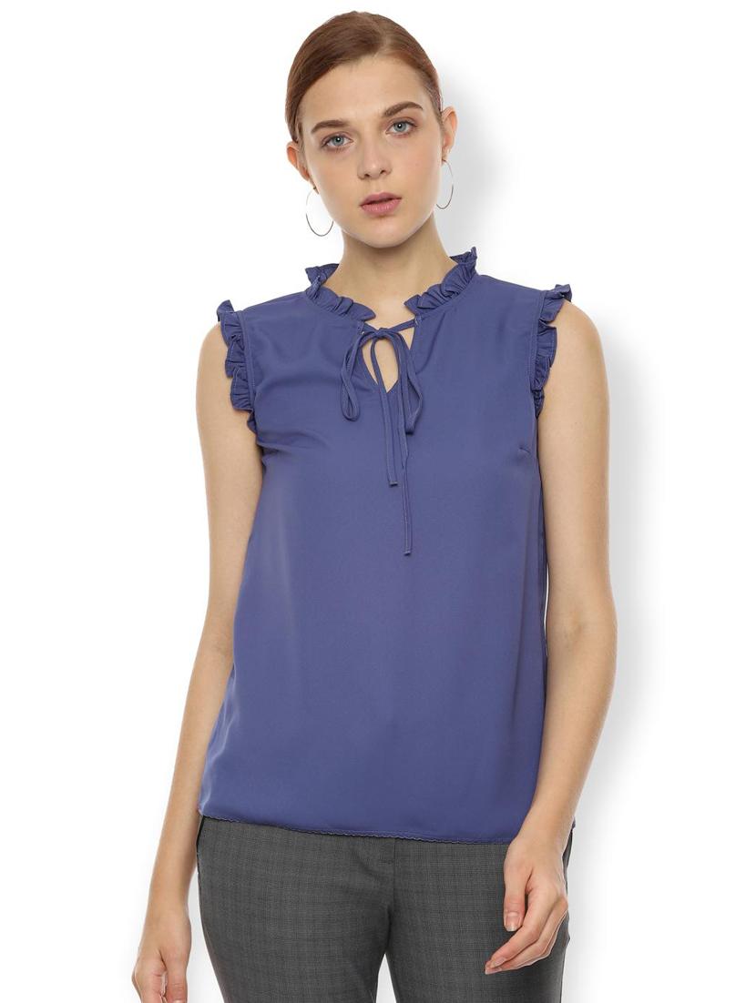 tie up neck frill detail top - 16761863 - Zoom Image - 1