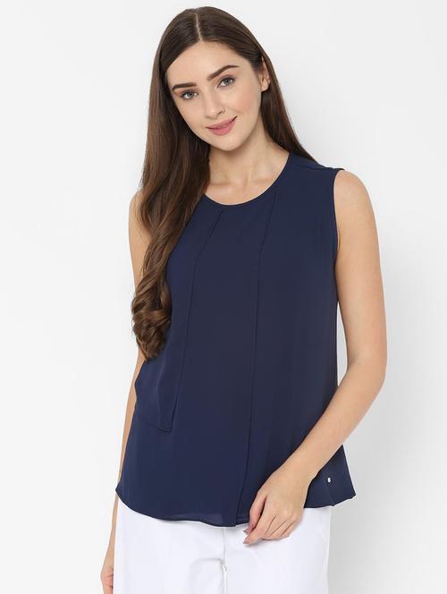 round neck solid top - 16761906 - Standard Image - 1