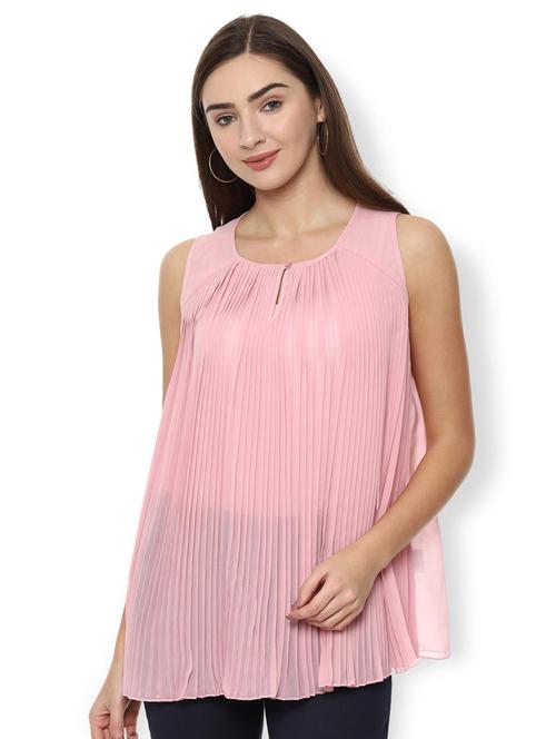 round neck pleated top - 16761931 - Standard Image - 1