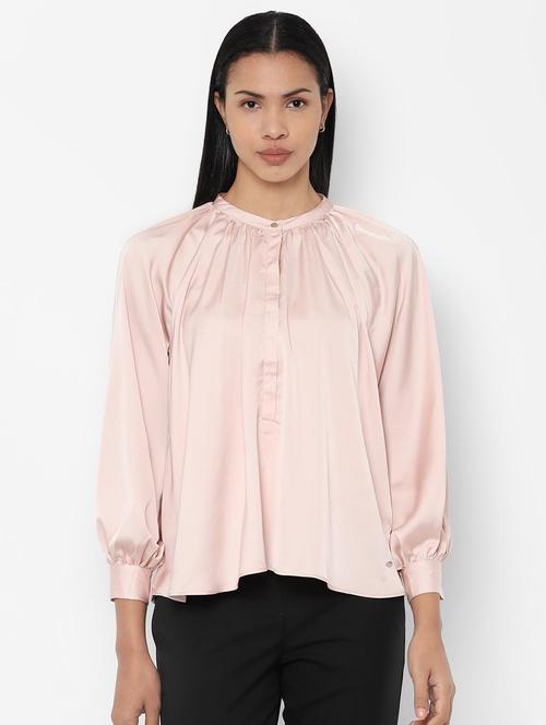 mandarin neck bishop sleeved top - 16761942 - Standard Image - 1