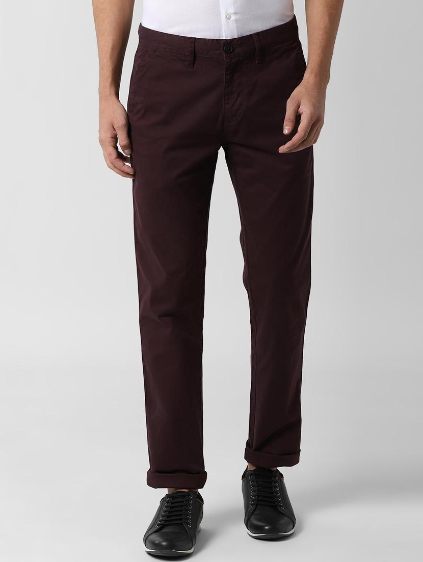 red solid flat front casual trouser - 16761998 - Zoom Image - 1