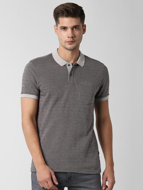 grey self design t-shirt - 16762169 - Standard Image - 1
