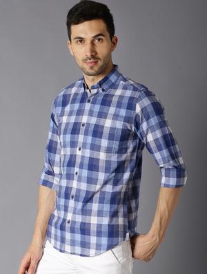 blue checkered casual shirt - 16762299 - Standard Image - 2