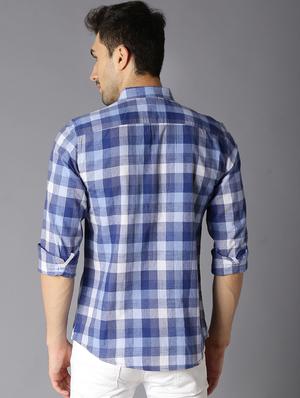blue checkered casual shirt - 16762299 - Standard Image - 3