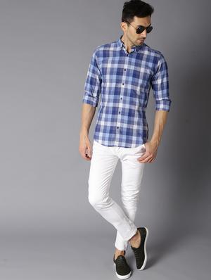 blue checkered casual shirt - 16762299 - Standard Image - 4