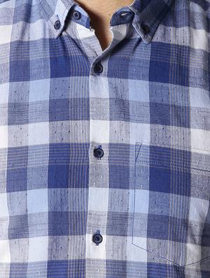 blue checkered casual shirt - 16762299 - Standard Image - 5
