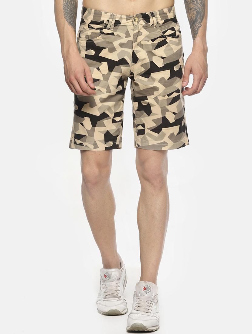 beige camouflage printed short - 16762311 - Zoom Image - 1