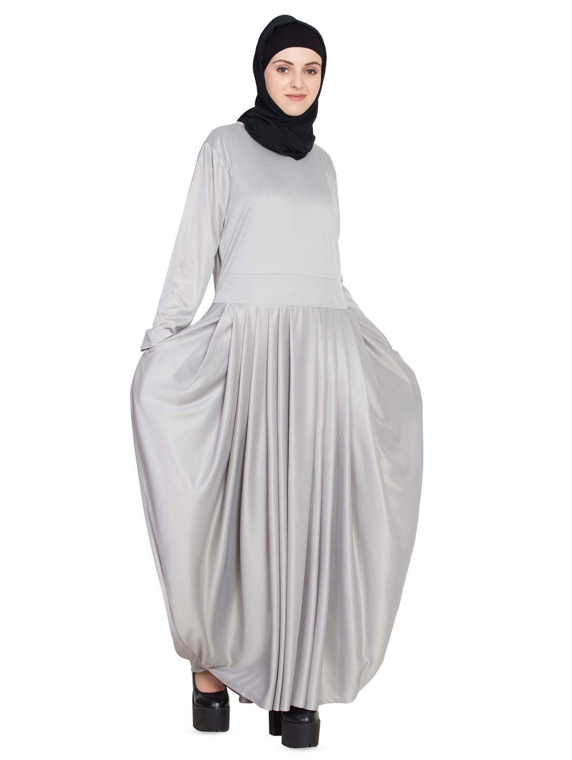solid fit & flare cloaks & abaya - 16762325 - Zoom Image - 3