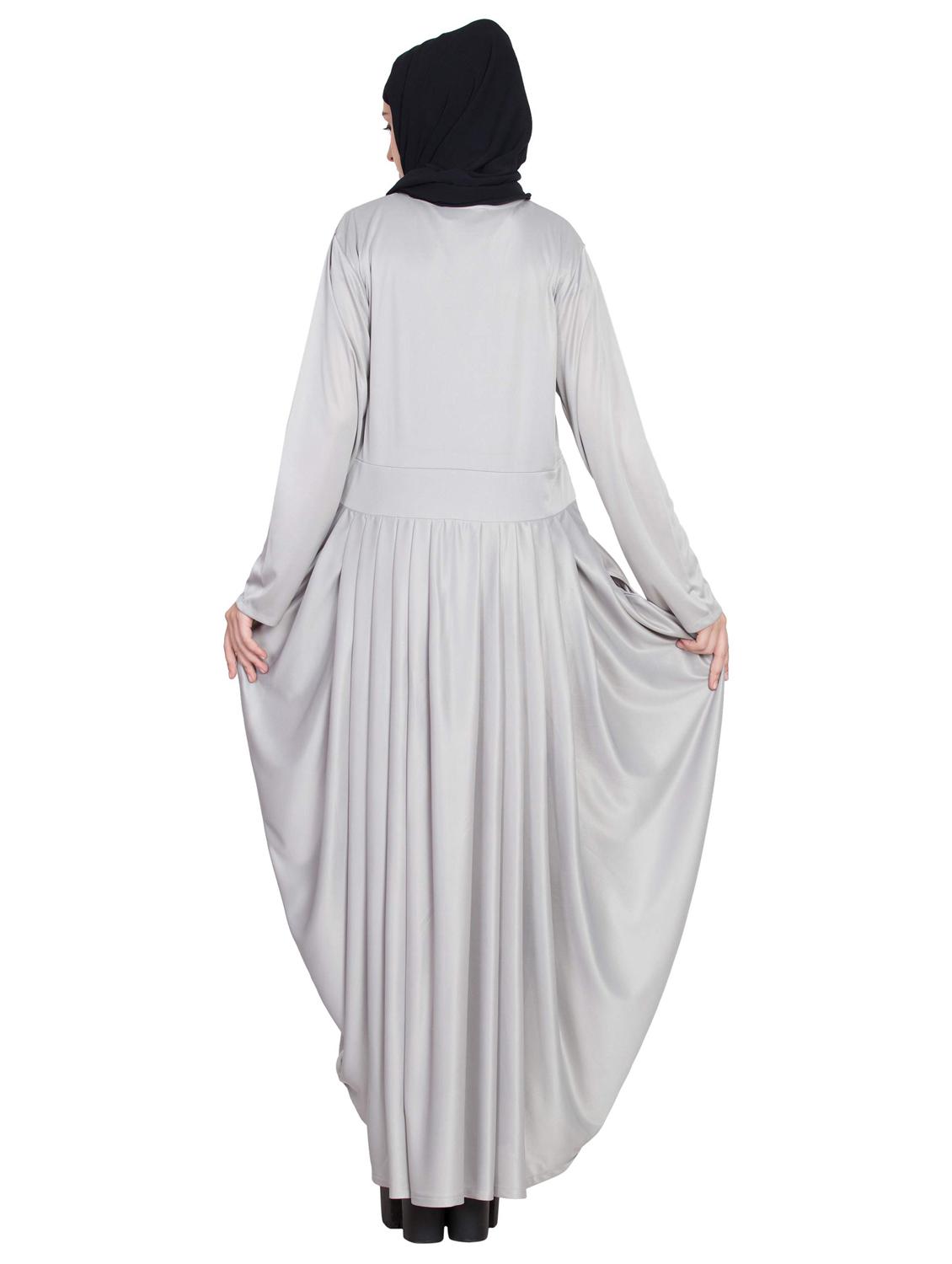 solid fit & flare cloaks & abaya - 16762325 - Zoom Image - 4