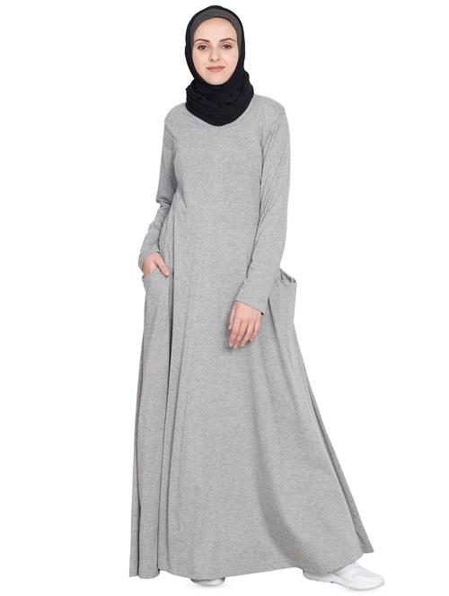 solid fit & flare cloaks & abaya - 16762328 - Standard Image - 1