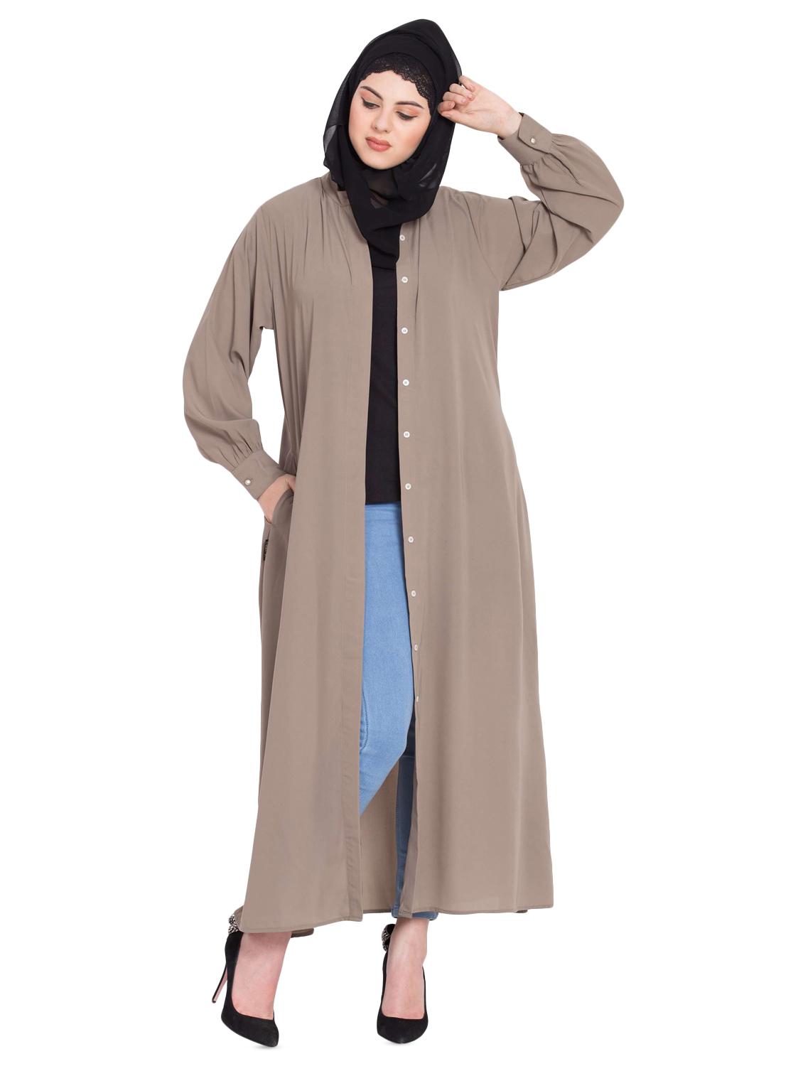 solid a-line cloaks & abaya - 16762333 - Zoom Image - 4