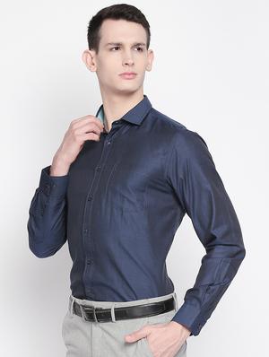 navy blue solid formal shirt - 16762721 - Standard Image - 2
