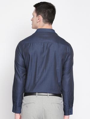 navy blue solid formal shirt - 16762721 - Standard Image - 3