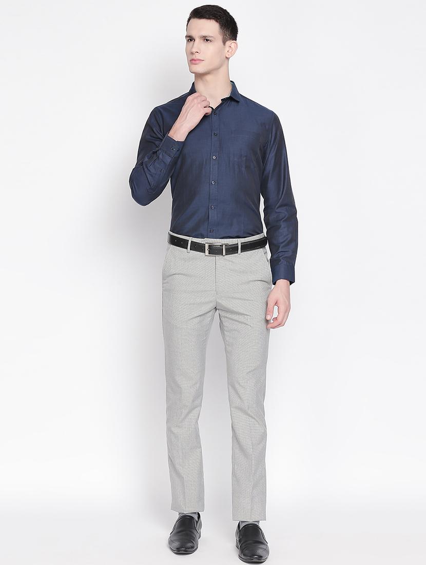 navy blue solid formal shirt - 16762721 - Zoom Image - 4