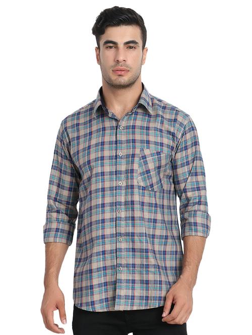 grey checkered casual shirt - 16762736 - Standard Image - 1