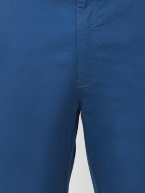 blue solid flat front casual trouser - 16762746 - Standard Image - 5