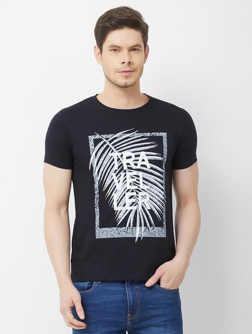 black chest printed t-shirt - 16762826 - Standard Image - 1