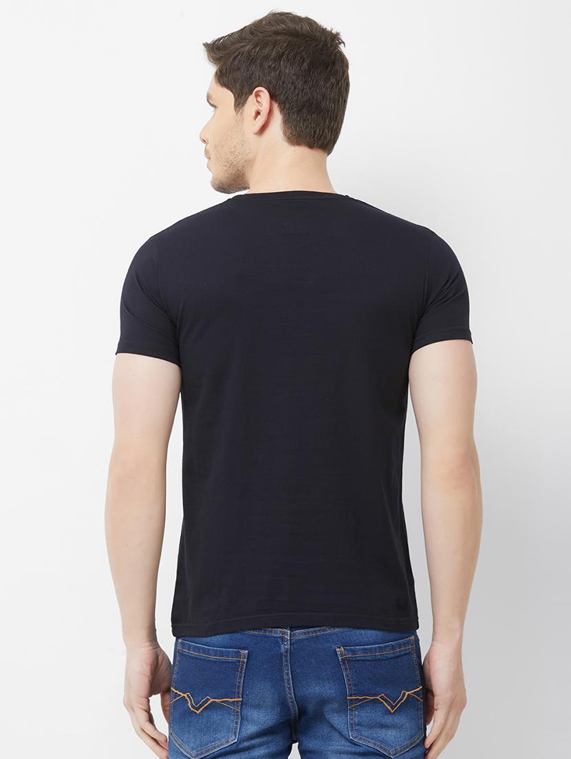 black chest printed t-shirt - 16762826 - Zoom Image - 3