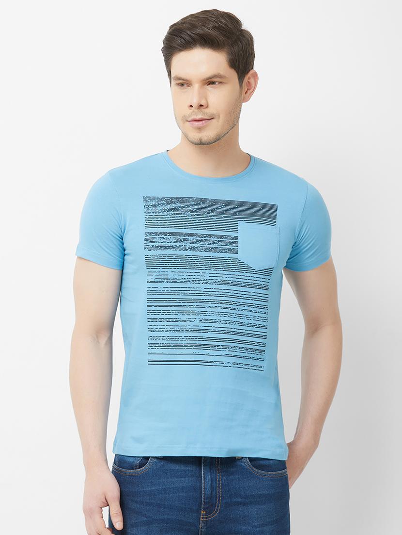 blue chest printed t-shirt - 16762829 - Zoom Image - 1