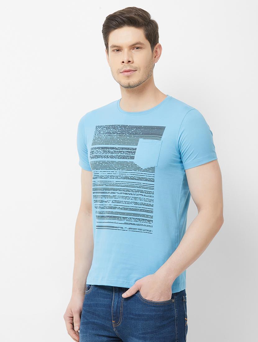blue chest printed t-shirt - 16762829 - Zoom Image - 2