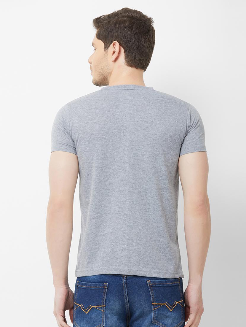 grey typographic chest printed t-shirt - 16762830 - Zoom Image - 3