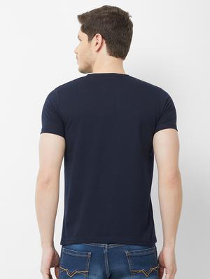 navy blue chest printed t-shirt - 16762834 - Standard Image - 3