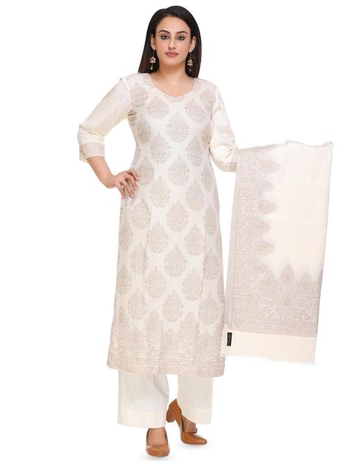 self design palazzo unstitched suit set - 16762926 - Very Small Image - 1