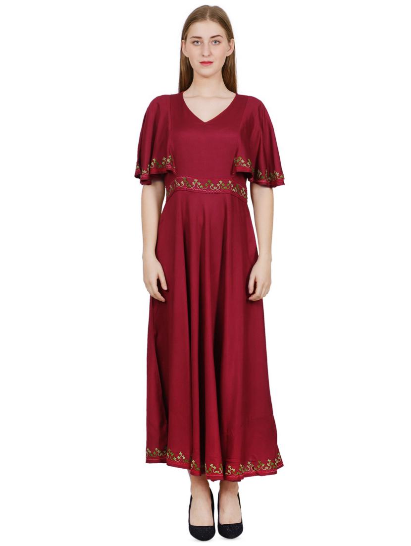 kimono sleeved embroidered a-line dress - 16762945 - Zoom Image - 1